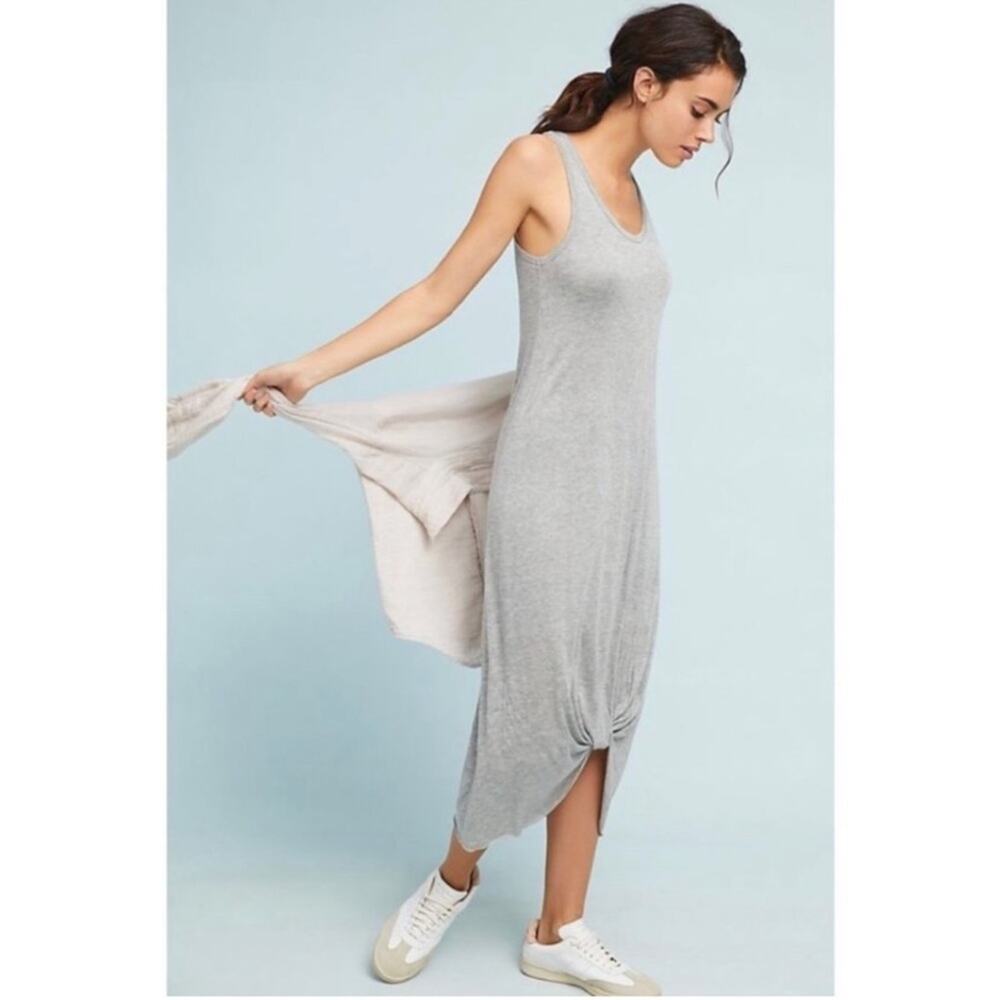 COA Anthropologie Chandler Knotted Midi Hi Lo Stretchy Tank Dress Grey XL